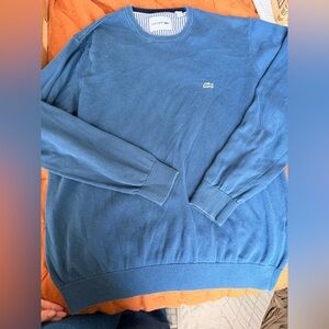 Lacoste Men's Crewneck Sweater in Deep Blue with Crocodile Logo